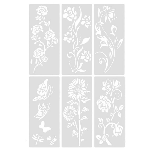 Floral Garden Stencils for Wood Painting, Sunflower Wildflower Fence Stencil Set for DIY Outdoor Decor, Reusable Large Wall Stencils for Spray Paint Crafts, Yard Art and Mural Projects