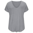 thumbnail image 3 of JGGSPWM Women Plus Size Casual Loose Fit Round Hem Blouses Comfy Versatile Short Sleeve V Neck Tops Gray XL, 3 of 5