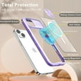 thumbnail image 2 of Clear Case Compatible with iPhone 15 MagSafe Sliding Camera Lens Cover with 1 Screen Protector, [Strong Magnets][Anti Yellow] Anti Scratch Acrylic Back Soft Frame iPhone 15 Case 6.1"(Purple), 2 of 17