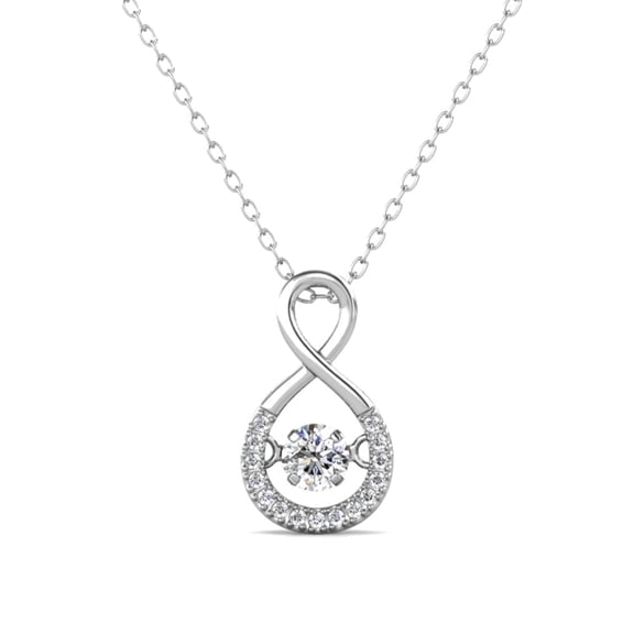 Cate & Chloe Martha 18k White Gold Plated Infinity Necklace with Swarovski Crystals for Women