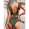 thumbnail image 2 of Women's One Piece Swimsuit Ruffled Lace Up Beach Swimwear Tummy Control Bathing Suit Swimming Costume, 2 of 5