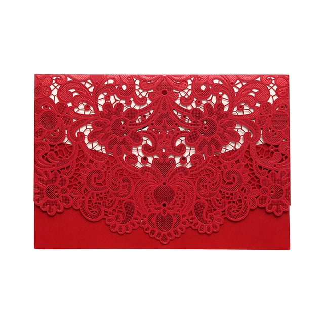 Tignapoo Invitations de Mariage Élégantes Rouges à Motif Floral avec Enveloppes et Inserts Vierges, Parfaites pour les Anniversaires et les Événements Spéciaux (Ensemble de 10 Pcs)