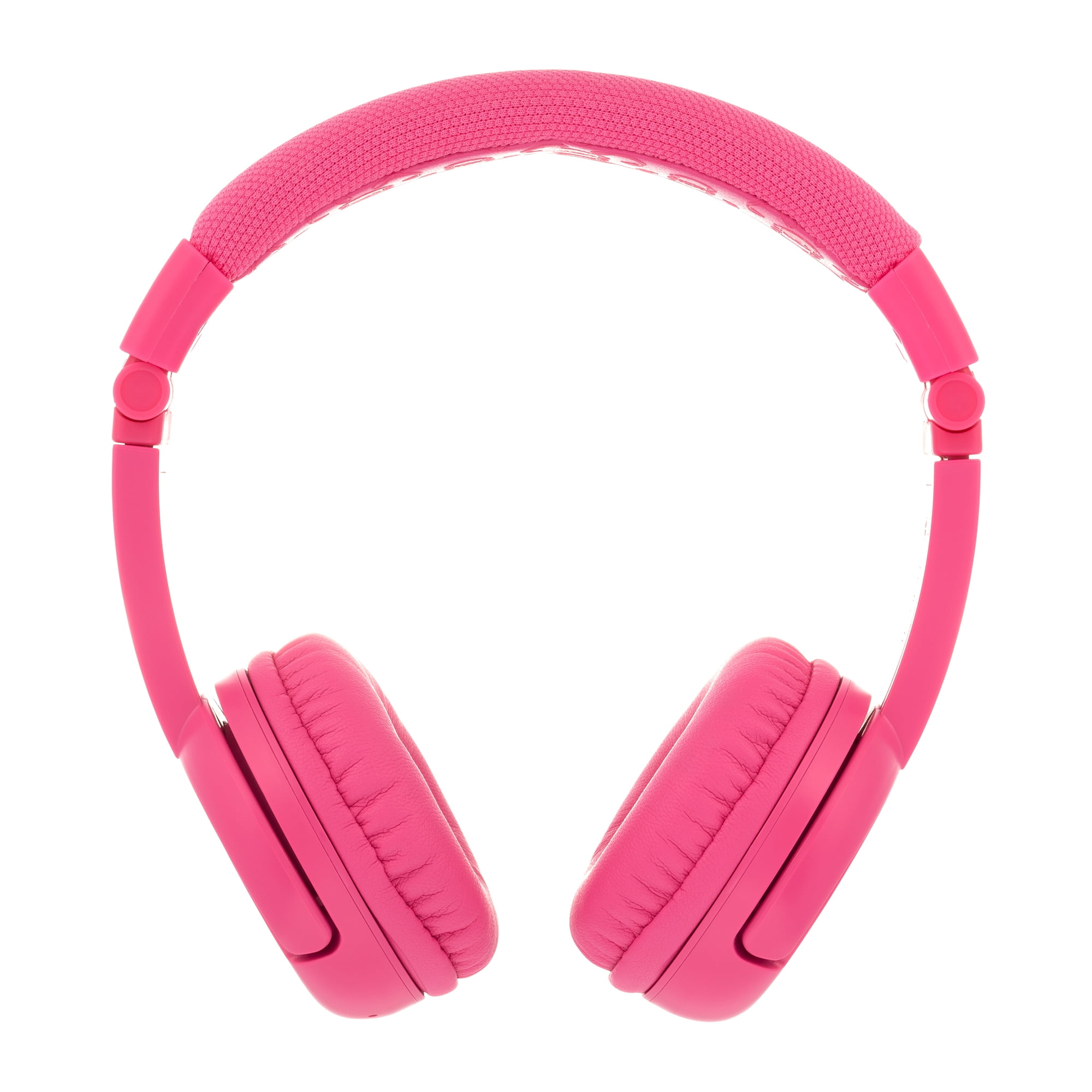 BuddyPhones Play+, On-Ear Bluetooth Wireless or Wired Foldable Kids Headphones with Mic, 3 Volume Limiting Settings, Voice Enhance StudyMode, 20-Hours Battery, Customizable Stickers, Rose Pink