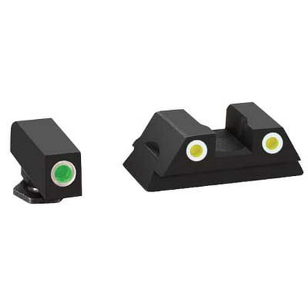 AmeriGlo GL431 Classic 3 Dot Night Sight Fits Glock 42/43 Tritium Green w/White Outline Front Tritium Yellow w/White Outline Rear (Best Rifle Mounted Light For Night Hunting)