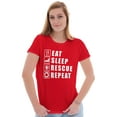 thumbnail image 3 of Eat Sleep Rescue Repeat Firefighter Womens Slim Fit Graphic Tee Brisco Brands L, 3 of 5