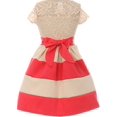 thumbnail image 2 of Big Girls' Lace Top Stripe Skirt Necklace Flowers Girls Dresses Coral 10 (J20KS16), 2 of 3