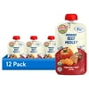 (12 pack) Earth's Best Organic Stage 3 Baby Food, Beef Medley Protein & Veggie Puree, 4 oz Pouch