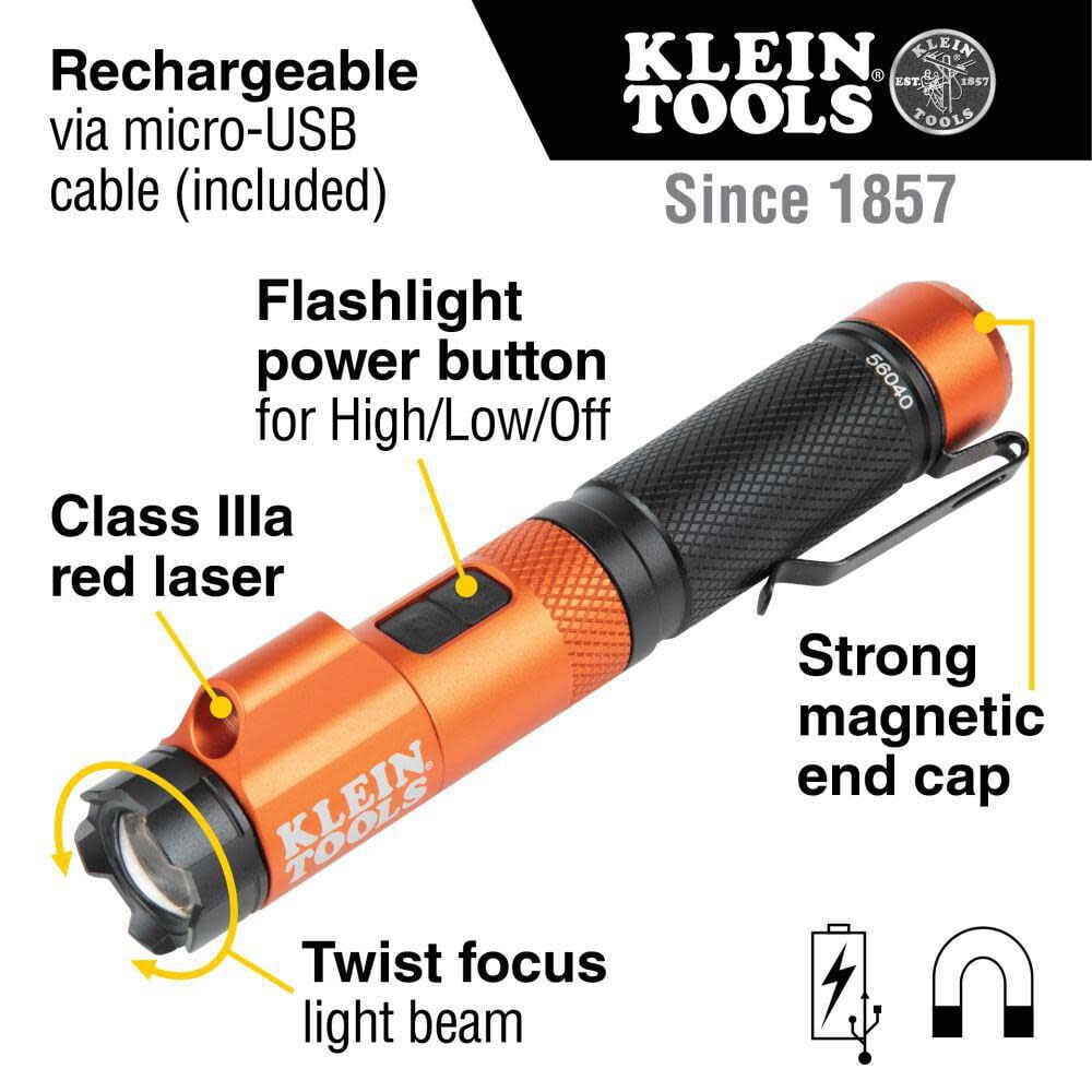 Klein Tools Rechargeable Flashlight With Laser