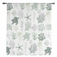thumbnail image 2 of Sage Green Coastal Semi Sheer Curtains Drapes for Living Room,Bedroom,French Doors Window 54 Inches Long,Nautical Summer Beach Coral Sea Turtle Rod Pocket Chiffon Curtain Drapery Voile Drape Panel, 2 of 6