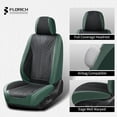 thumbnail image 6 of FLORICH Front Pair Car Seat Covers, Premium Faux Leather Seat Protectors, Breathable Material Cushions Universal Fit for Most Cars, Black & Green, 6 of 8