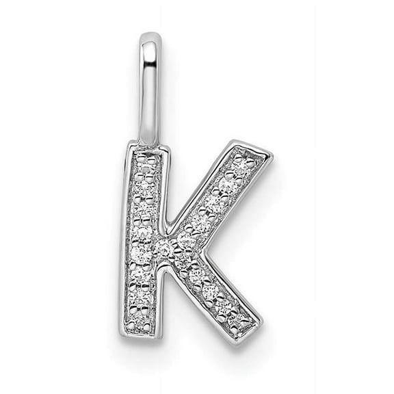 14K White Gold Diamond Letter K Initial Pendant