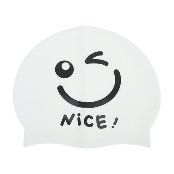 Unique Bargains 1 Pc Silicone Funny Face Swim Cap White