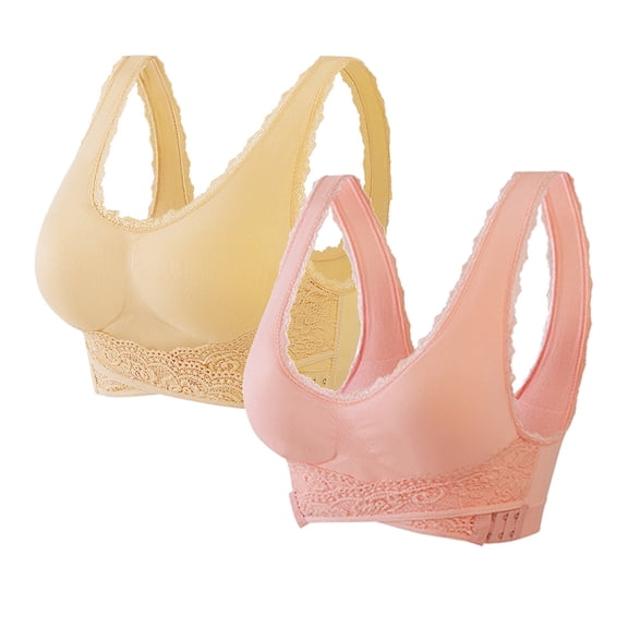 Ohufall Breathable Bras for Women Cool! 2PC Ladies Traceless Comfortable No Steel Ring Vest Gathering Bra Woman Underwear