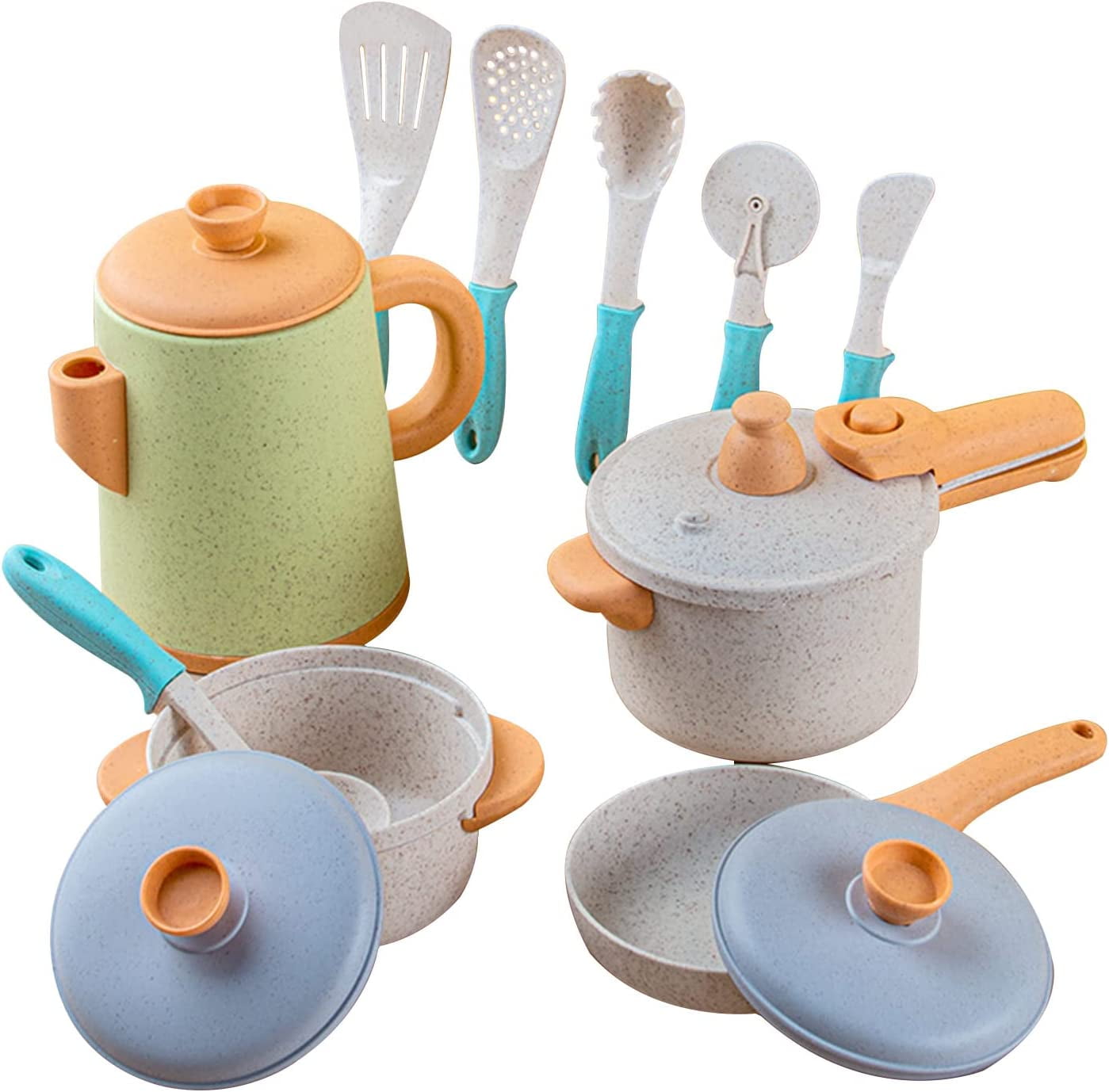 Pretend Play Kitchen Accessories Toys Set, Cookware Pots and Pans