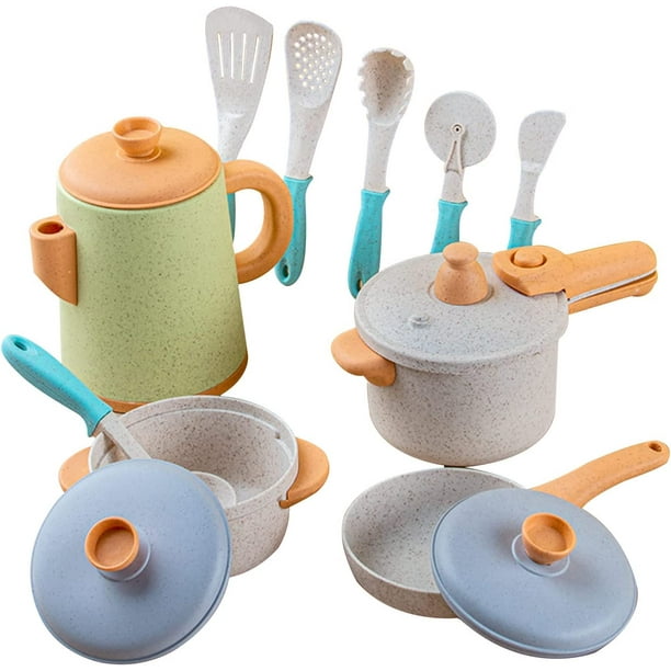 Pretend Play Kitchen Accessories Toys Set, Cookware Pots and Pans