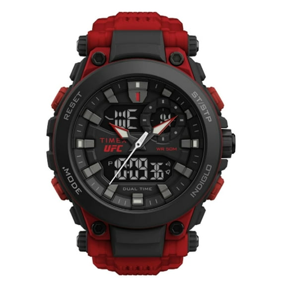 Timex UFC Men's Impact 50mm Watch - Red Strap Black Dial Black Case
