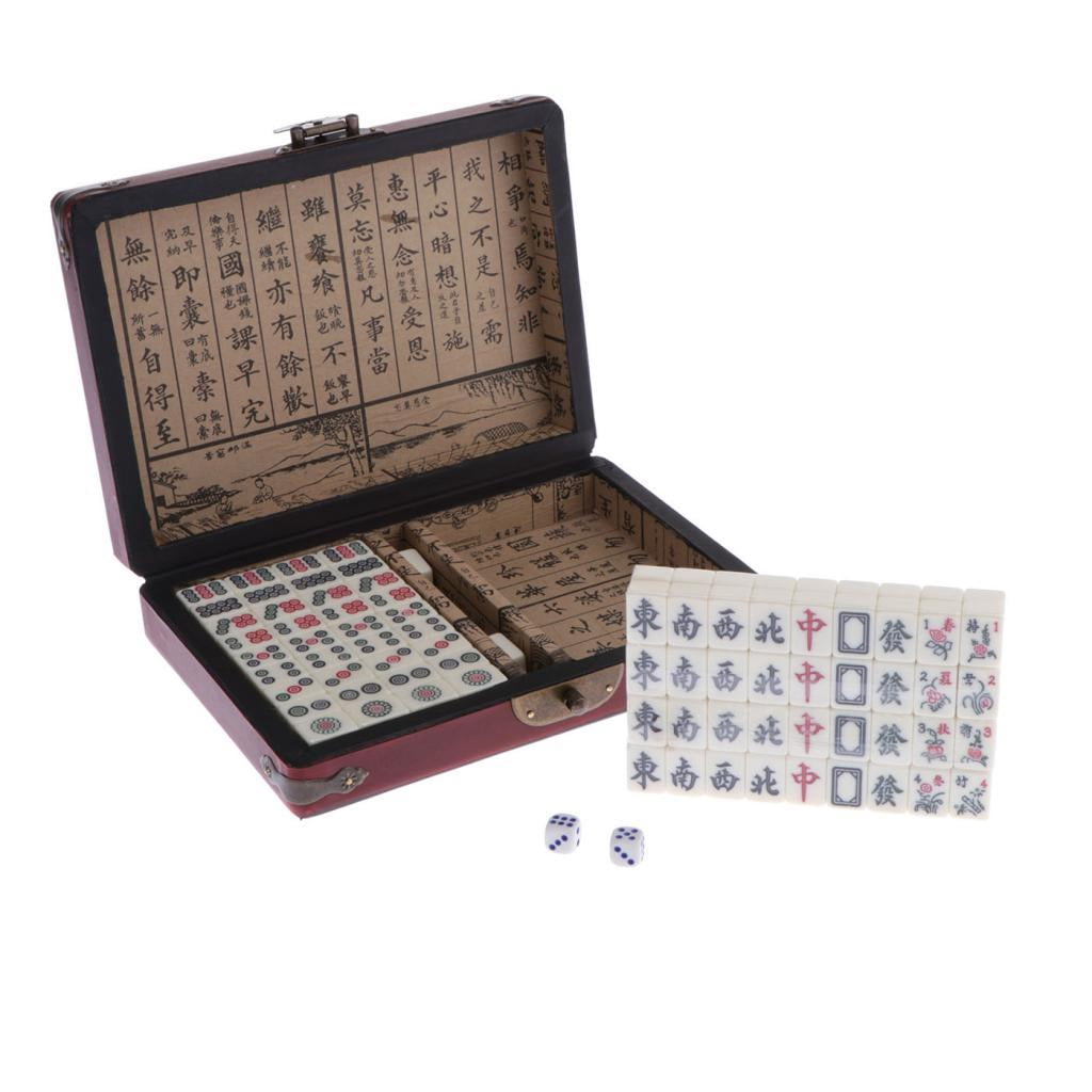 LeeQinersw Chinese Travel Mahjong Set with Case, Mini Mah Jongg for Family Fun Compact Size