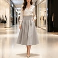 thumbnail image 4 of Skirts for Women Elegant Solid Color Casual Skirt with Elastic Waist for Everyday Wear and Travel Versatile Women's Skirt for Summer Style Khaki XXL, 4 of 7
