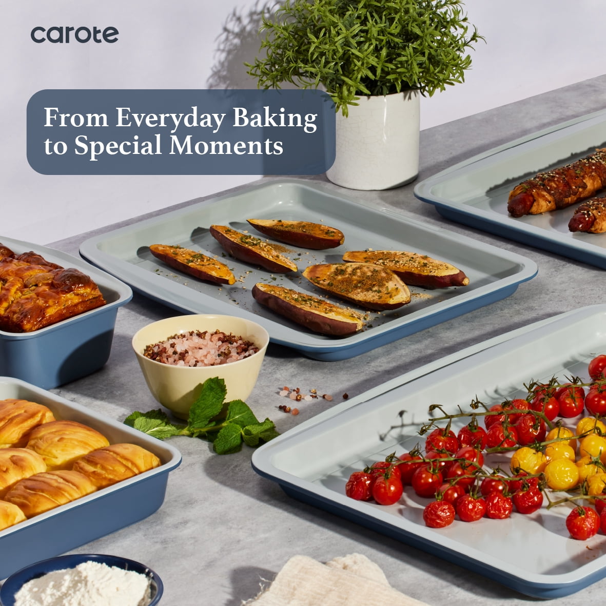 Carote 7-Piece Carbon Steel Nonstick Bakeware Set, Blue