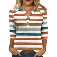 thumbnail image 1 of Tejiojio 3/4 Length Seelve Shirts for Women Casual Printed Crewneck Blouse Loose Fit Summer Top, 1 of 5