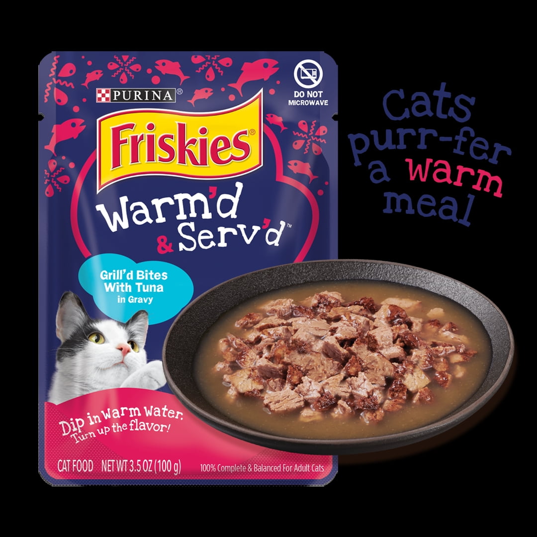 Friskies Gravy Wet Cat Food, Warm'd & Serv'd Grill'd Bites With Tuna, 3