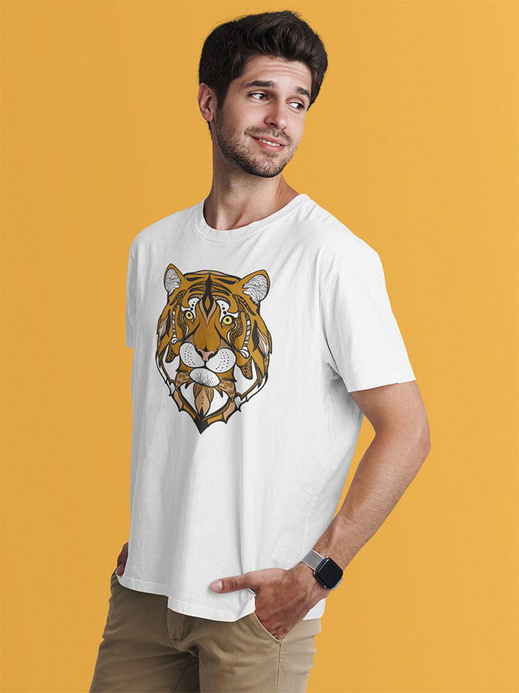Mens or Womens White Tiger Orange Circle 100% COTTON S-5XL SIZE T-shirt Tee 
