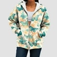 thumbnail image 7 of GEWSEY Womens Oversized Hoodies Zip Up Fleece Floral Sweatshirt Casual Fall Long Sleeve Drawstring Hooded with Pockets (Light Yellow, 3XL), 7 of 7