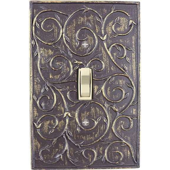 Meriville French Scroll 1 Toggle Wallplate, Single Switch Electrical Cover Plate, Bronze
