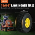thumbnail image 2 of VEVOR Lawn Mower Tires with Rim, 15x6-6" Tubeless Tractor Tires, 2-Pack Tire and Wheel Assembly, S-Turf Pneumatic Tires, 3" Offset Hub, 3/4" Bushing Size, 2 of 9