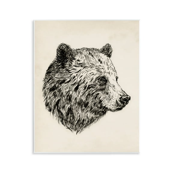 Stupell Industries Rustic Bear Drawing Animals & Insects Drawing Unframed Art Print Wall Art, 11 x 14
