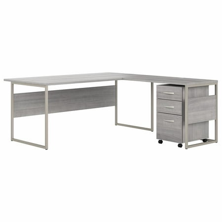 UPC: 0042976193232 | Bush Business Furniture Hybrid 72W x 30D L Shaped Table Desk with Mobile File Cabinet in Platinum Gray