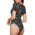 thumbnail image 3 of Easygdp Happy Father Day Women's One-Piece Swimsuit Slim Fit Crew Neck Bodysuit Athletic Swimwear with Concealed Buckle - Large, 3 of 9