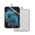 thumbnail image 2 of 2 Pack Pot Holders for Kitchen Heat Resistant Hot Pads Sets for Cooking Baking Eternal Blue Rose and Flame, 2 of 7