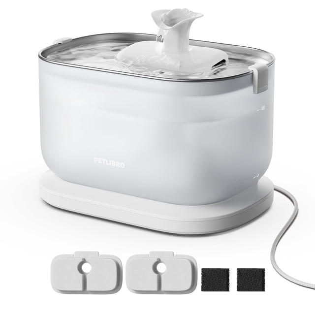 Fuente de agua para gatos PETLIBRO, acero inoxidable, 2,5 L, inalámbrica