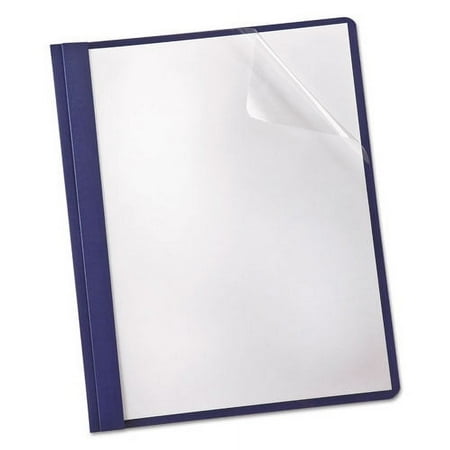 Clear Front Linen Report Cover, Three-Prong Fastener, 0.5" Capacity, 8.5 X 11, Clear/navy, 25/box | Bundle of 2 Boxes