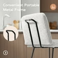 thumbnail image 4 of Solfway Bar Stools Set of 3, 26 inch Counter Height Bar Stools with Back, Modern White Velvet Bar Chairs for Kitchen Island with Metal Legs and Footrest, 4 of 5