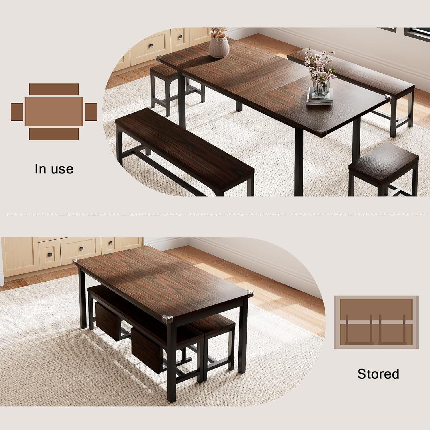 Feonase 5 Piece Dining Table Set for 4-8 People, 63