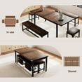 thumbnail image 6 of Honfach 5 Piece Dining Table Set for 4-8 People, 63" Large Extendable Kitchen Table Set with 2 Benches and 2 Square Stools, Dining Room Table with MDF Wood Board，Espresso, 6 of 8