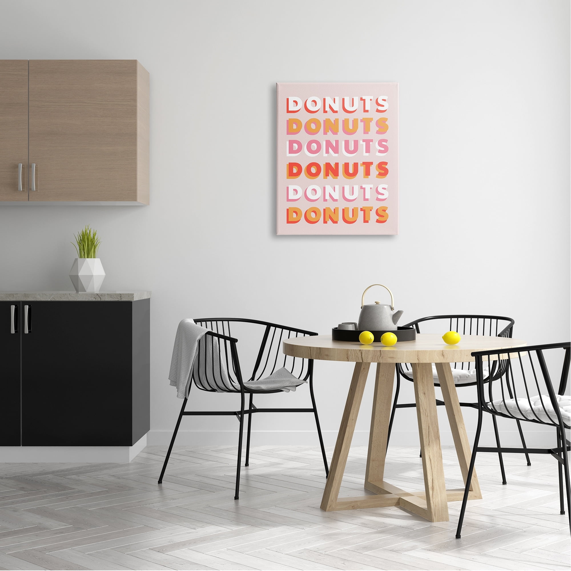 Stupell Industries Orange Pink Donuts Text Pattern Design Graphic Art Gallery-Wrapped Canvas Print Wall Art, 24x30, by CAD Designs