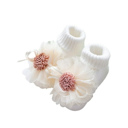 

Binpure Kids Socks Girls Flowers Medium Tube Socks Anti-Slip Ribbed Stocking