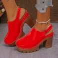 thumbnail image 2 of Dakaela Women's Chunky Heels Sandals Closed Round Toe Slingback Clogs Platform Slip on Dress Mules Pumps for Wedding Bride Party Red Size 6.5, 2 of 9