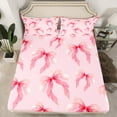 thumbnail image 2 of Homewish Cartoon Bowtie Bowknot Queen Sheet Sets,Cute Ribbon Bow Flat Sheet,Princess Pink Queen Fitted Sheet For Girl Teens,Luxury Bedroom Decor,4 Pieces, 2 of 7