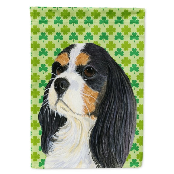 Carolines Treasures LH9189-FLAG-PARENT Cavalier Spaniel St. Patricks Day Shamrock Portrait Flag  multicolor