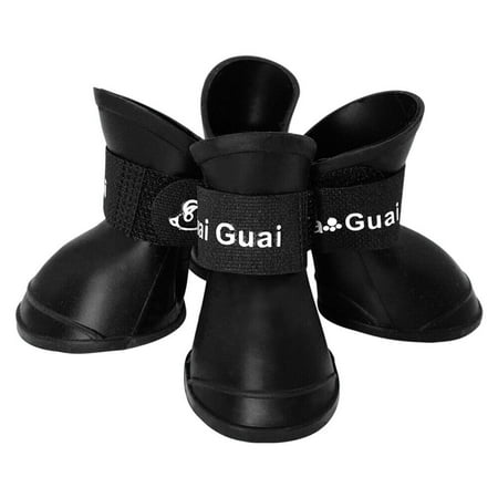 Beirui 4pcs Waterproof Rubber Dog Shoes Small Medium Dogs Non-Slip Rain Boots Pet Snow Booties