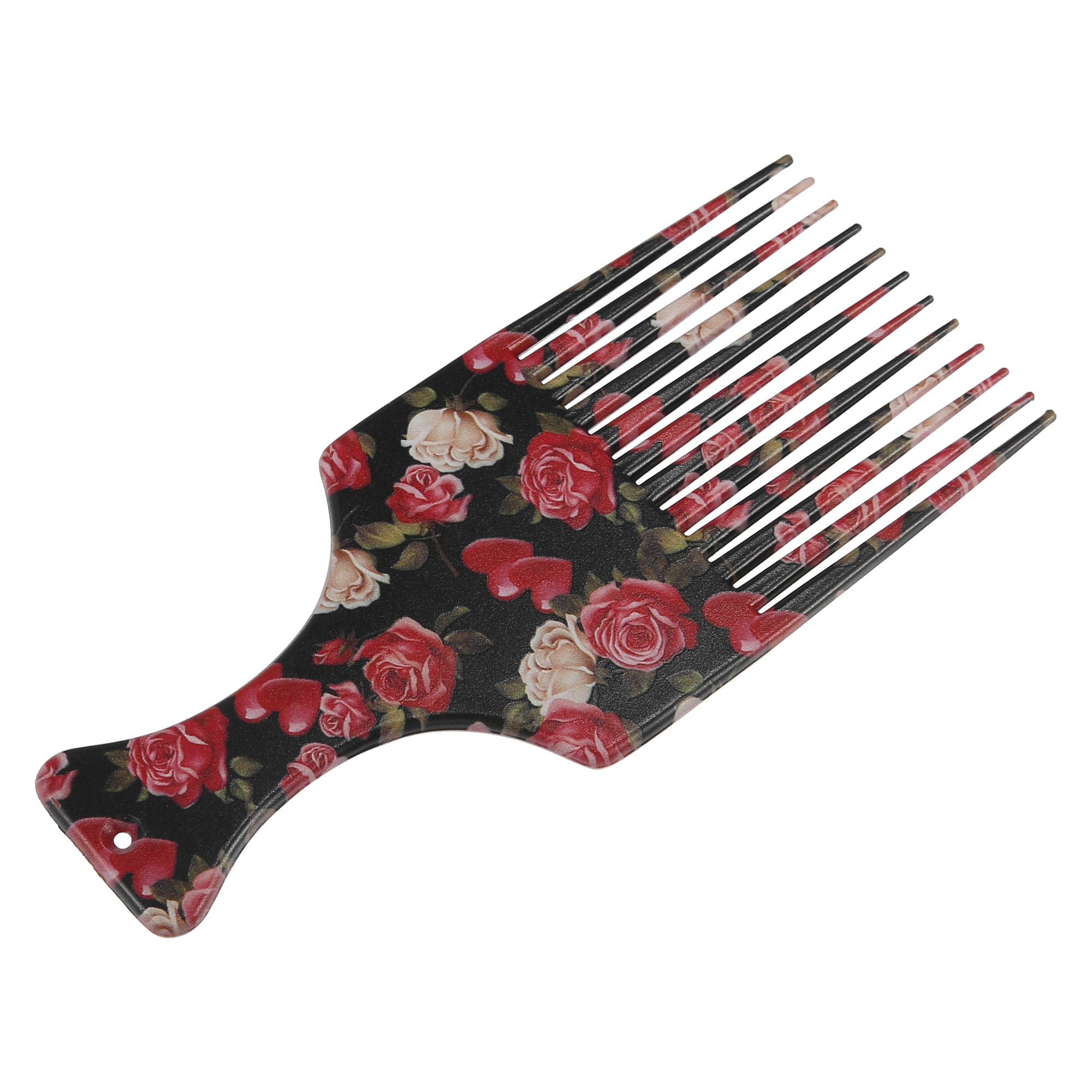 Unique Bargains Wide Tooth Afro Hair Pick Comb Hair Styling Tool for Men Plastic Flower M