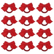 HUONA 12pcs Elegant Velvet Napkin Rings With Red Glaze Christmas Bow Napkin Holders Festive Paper Towel Rings for Holiday Table Decor