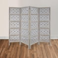 thumbnail image 4 of Benjara Taj 4 Panel Folding Room Divider Screen- Antique White Mango Wood, 4 of 12