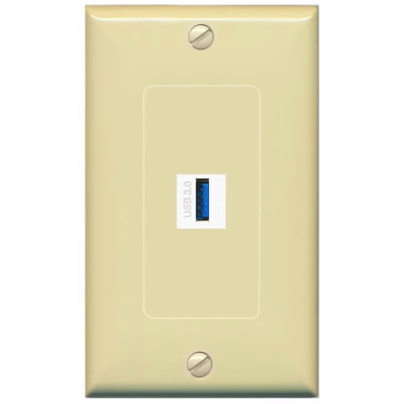 RiteAV USB-3 Wall Plate Decorative [Ivory]