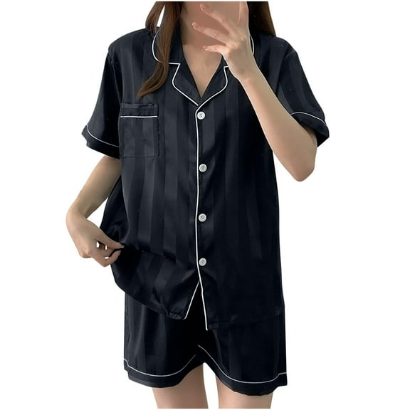 Aofany Womens,Women Silk Satin Pajamas Set Two-Piece Sleepwear Loungewear Button-Down Sets