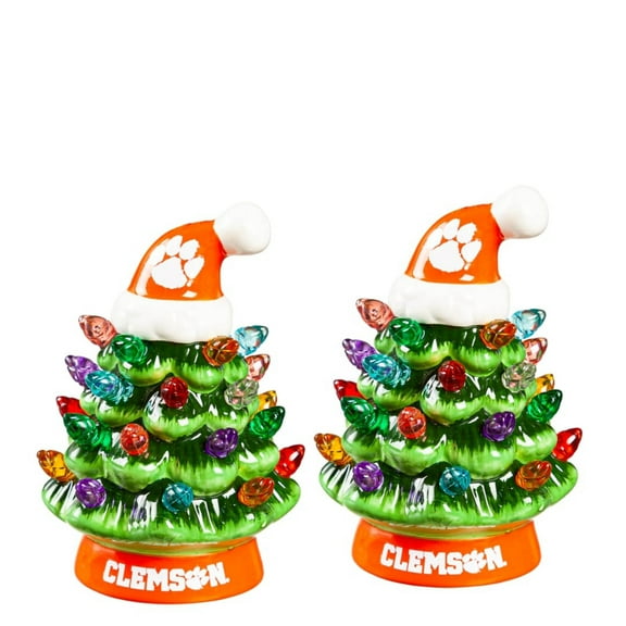 Clemson Tigers 2-Pack 4" Ceramic LED Christmas Tree Set